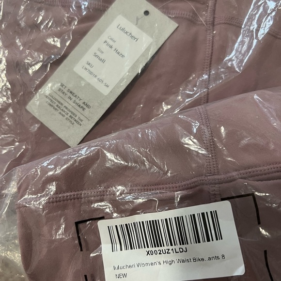 Lulucheri Biker Shorts Pockets High Waisted Yoga Pants 8" Lotus Pink size Small - Picture 6 of 6